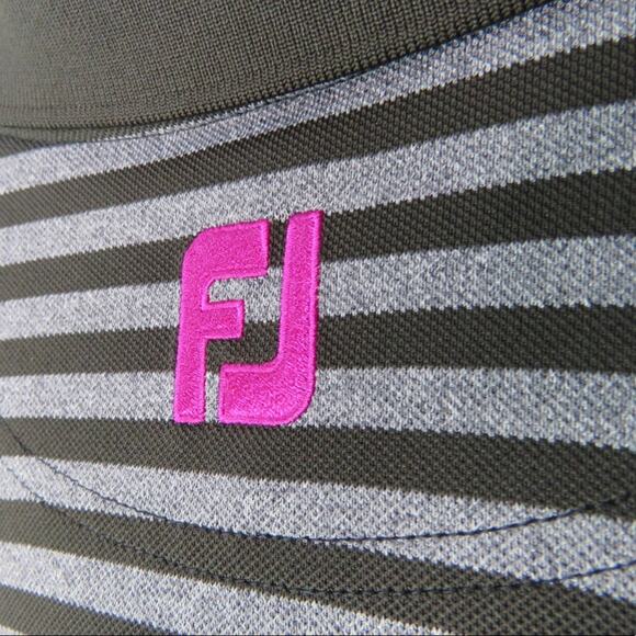 Titleist x FootJoy Black Striped Golf Polo Purple Logo Preppy Large Men's Polo - Picture 9 of 10